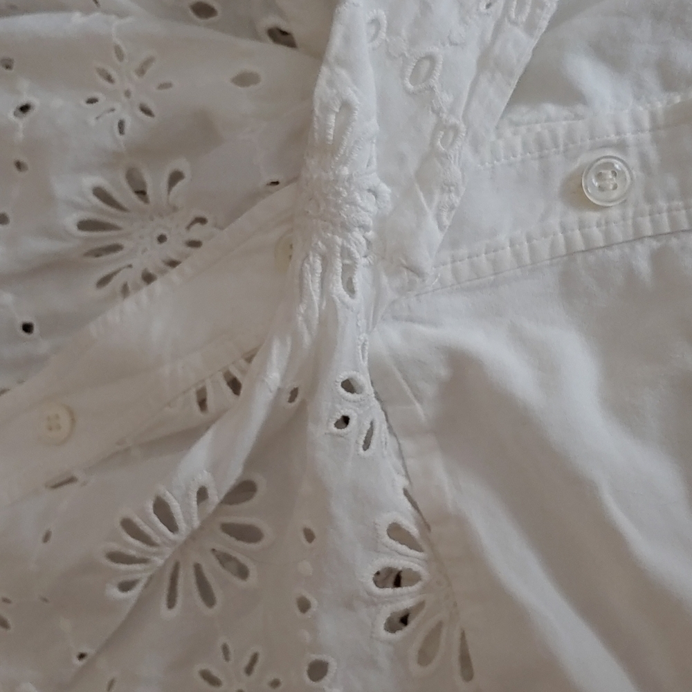 Veronica Beard White Eyelet Button-Down Mini Dress - Picture 14 of 15